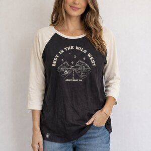 Ariat "Best In The Wild West" Baseball Tee Western Graphic Shirt Women’s L